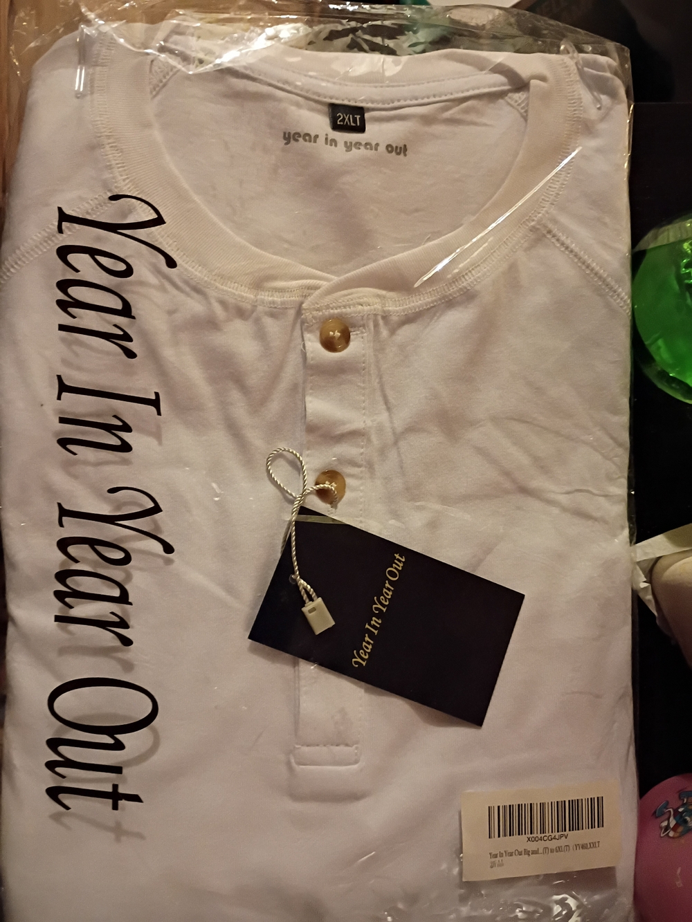 Men’s White Henley Shirt - 2XLT